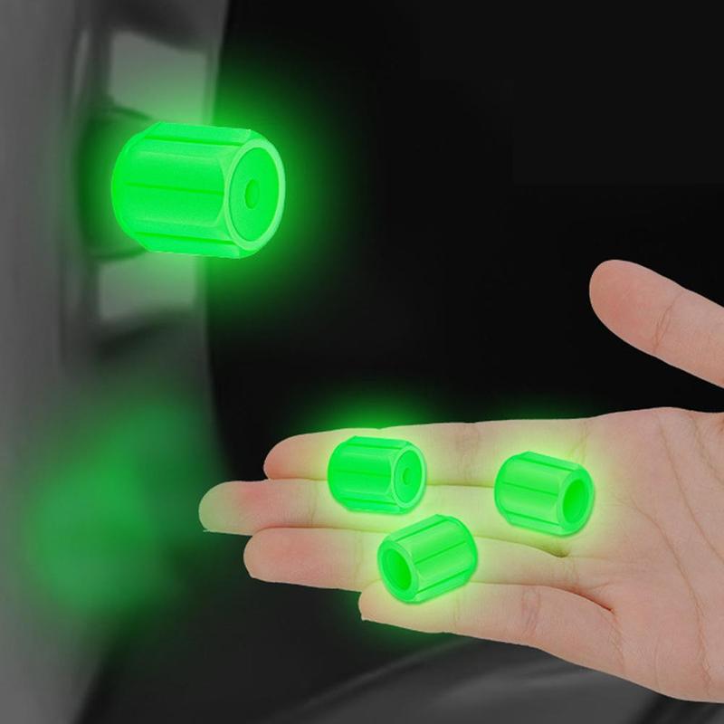 4Pcs Luminous Car Valve Cap Dust-proof Decorative Tires Tyre Stem Covers Applicable Accessories Universal Motorcycle Bike #448503 4