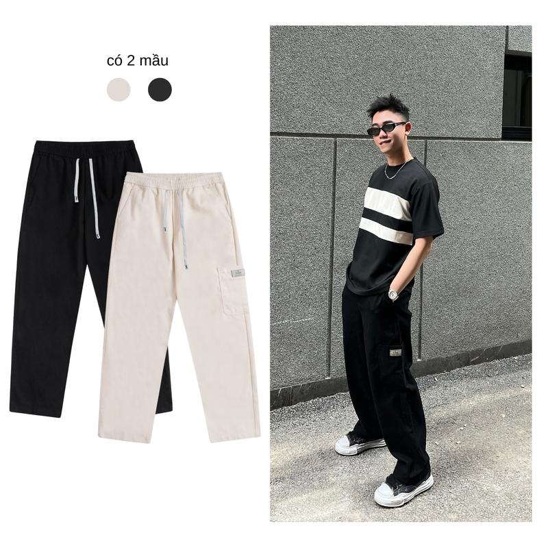 XẢ KHO Quần Dài Kaki Nam Nữ Quần Ống Xuông Rộng Kaki Lưng Thun
