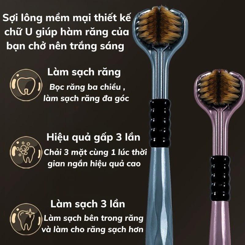 [FULL HỘP] Combo 4 Bàn Chải Đa Năng Chải 3 Chiều, Kiểu Đầu Hình Chữ U, Lông Mềm ，Chất Lượng Cao, Bọc Ba Đầu,Ba Chiều, Th Đánh Răng 1