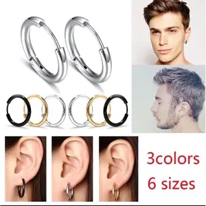 Anting Hop Ring Pira Wanita Anti Luntur Anti Karat Aksesoris Jarum Silver Earrings Titanium 3 Warna 6 Ukuran High Quality Product  Mutiara
