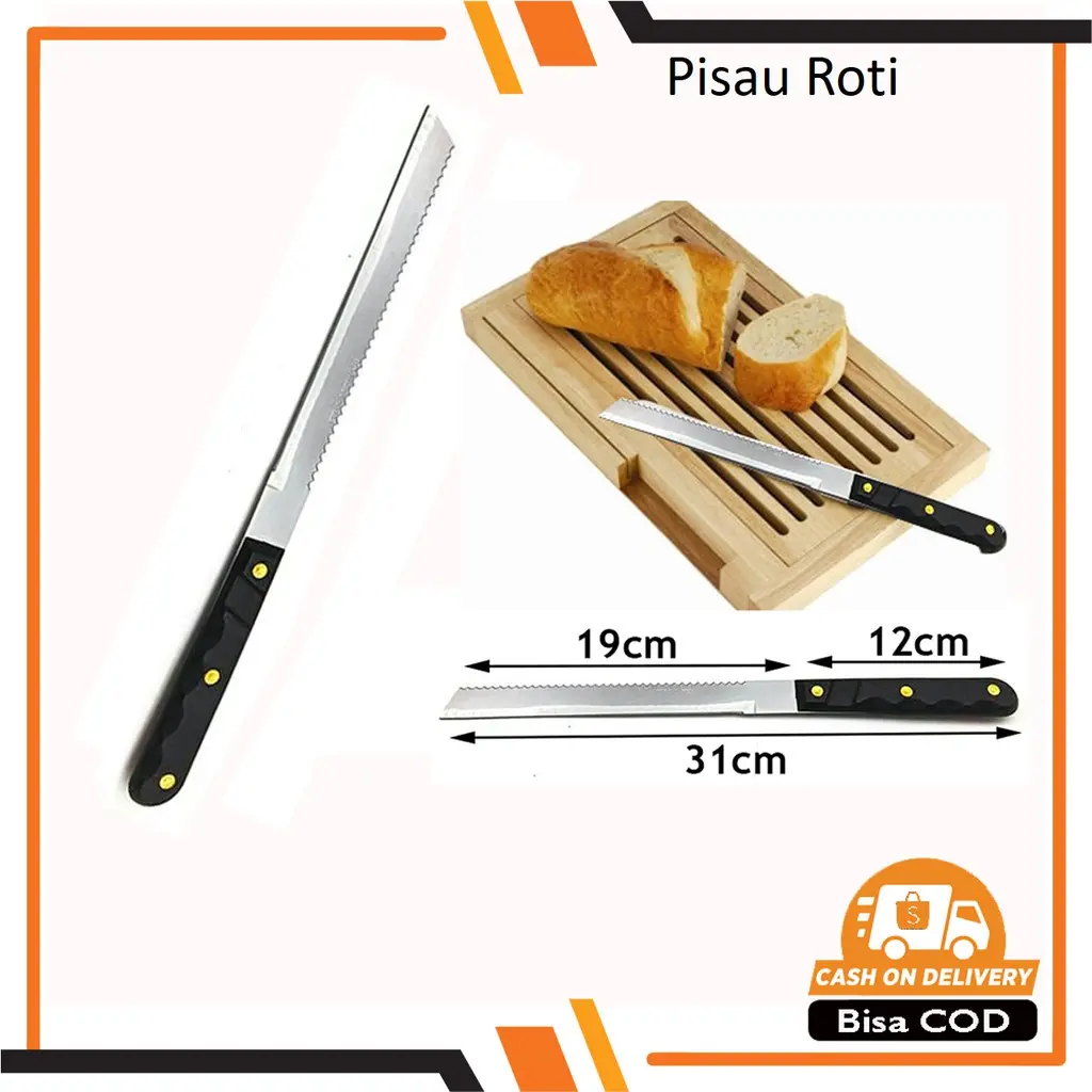 PROMO Pisau Roti Kue 2 Sisi Stainless Tajam Serbaguna Pisau Gerigi Pisau Cake Pisau Dapur Berkualitas steel