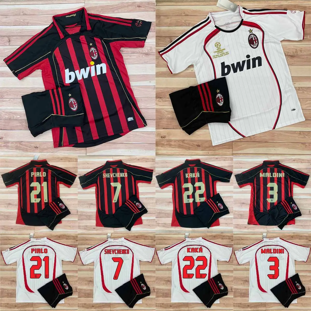 Bộ Quần Áo Bóng Đá, Áo Đá Banh CLB AC Milan 2007 - Vải Thái Cao Cấp