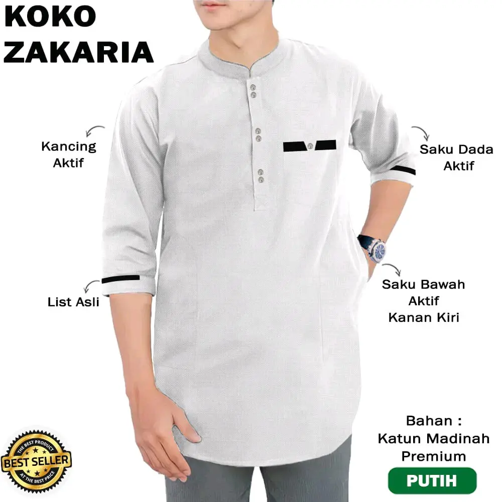 BAJU KOKO PRIA LENGAN 3/4 ZAKARYA BAJU KOKO BIG SIZE