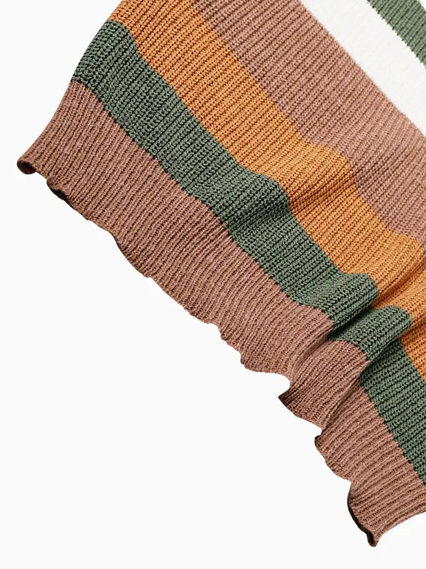 Women's Colorblock Striped Print Drop Shoulder Sweater, Casual Long Sleeve Round Neck Jumper for Daily Outdoor Wear, Ladies Knitwear for All Seasons 3