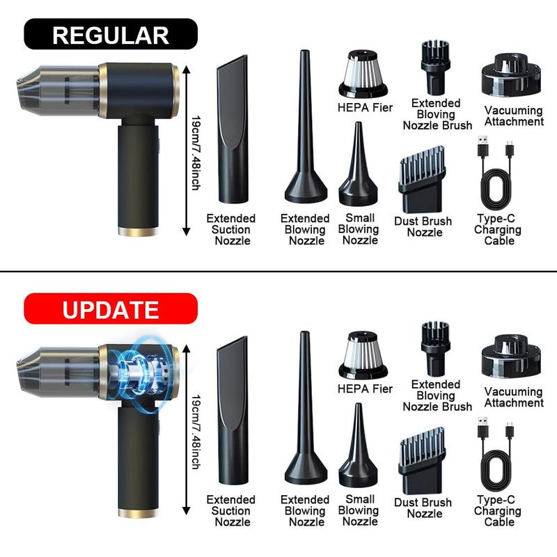 Car Vacuum Cleaner, 1 Count 5000PA Cordless Handheld Car Vacuum & Air Duster, Portable Wet & Dry Car Vacuum Cleaner with LED Light & Multi Nozzles for Car, Home, Pet 2