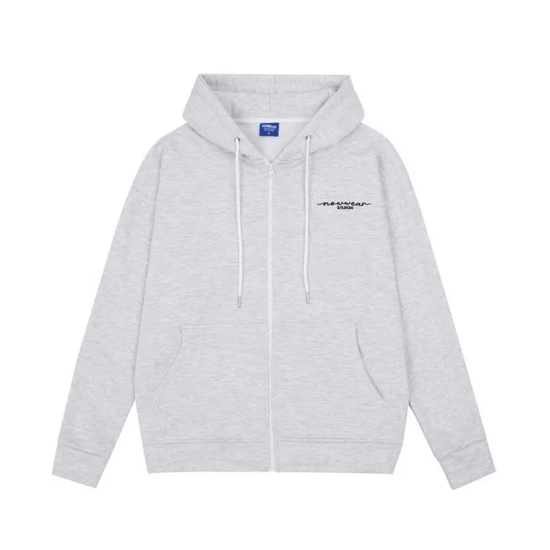 Áo hoodie zip from rộng chất liệu nỉ bông họa tiết in chữ Menswear Dài Tay