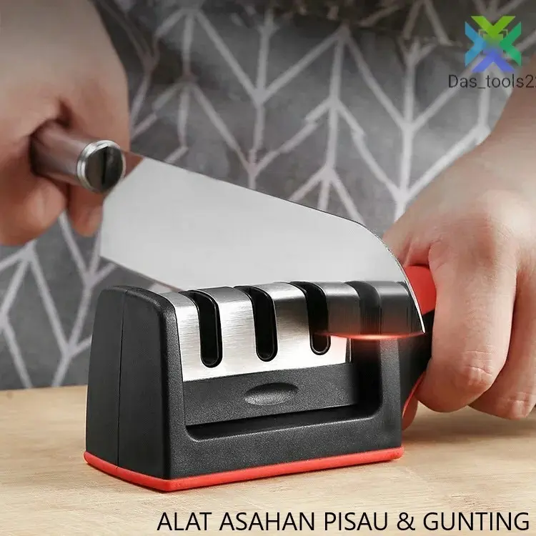 DAS Alat Asahan Pisau & Gunting 3 Step / Pengasah Pisau Dengan 3 Tahap Garis Penajam Pengasah Pisau Anti Slip