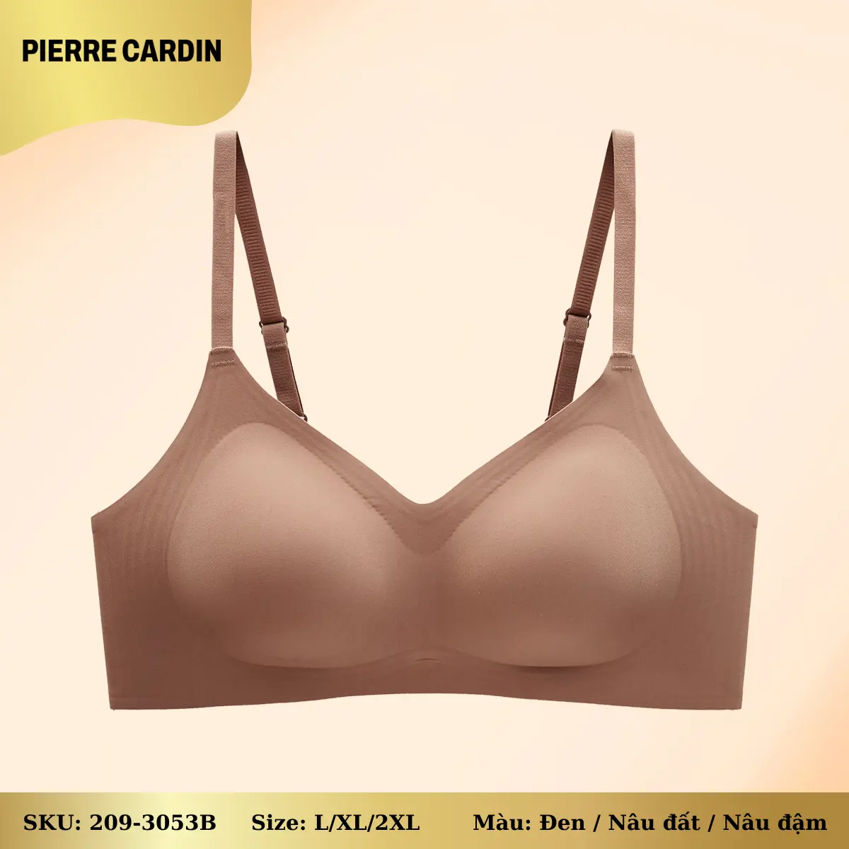 Áo lót nữ 209-3053B nhãn hiệu Pierre Cardin, dạng su không gọng  mouse mỏng, cúp xéo, Women