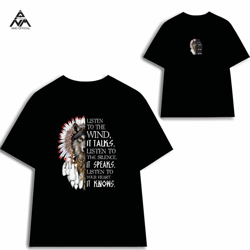 Áo thun "MẶT SÓI "unisex cổ tròn oversize cotton 100% phong cách, form rộng dành cho nam và nữ. Menswear Đen