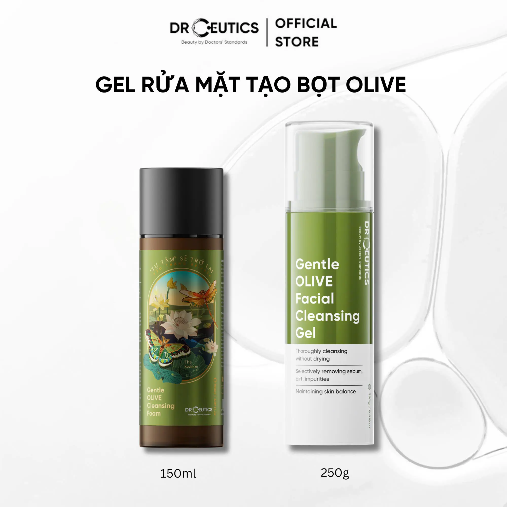 PHIÊN BẢN TỰ TÂM DRCEUTICS Sữa Rửa Mặt Làm Sạch Sâu Cho Mọi Loại Da Gentle Olive Cleansing Foam 150ml sữa _  Skincare