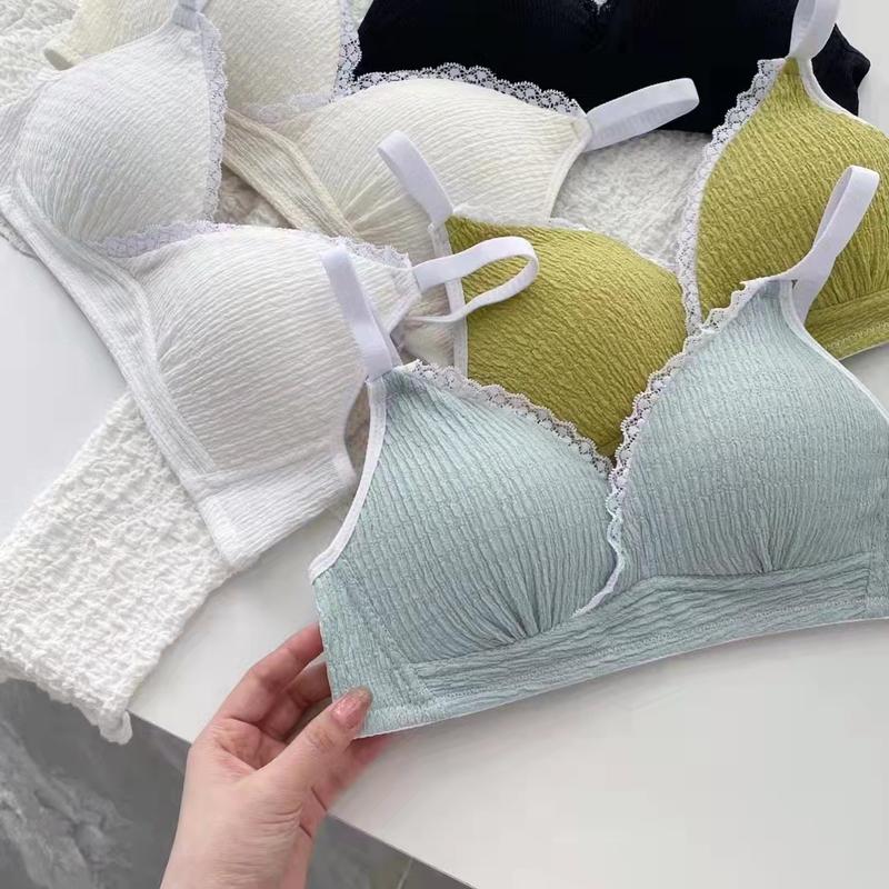 Áo lót nữ cotton không gọng viền ren BRALUNE mã 58 Women Đen 2