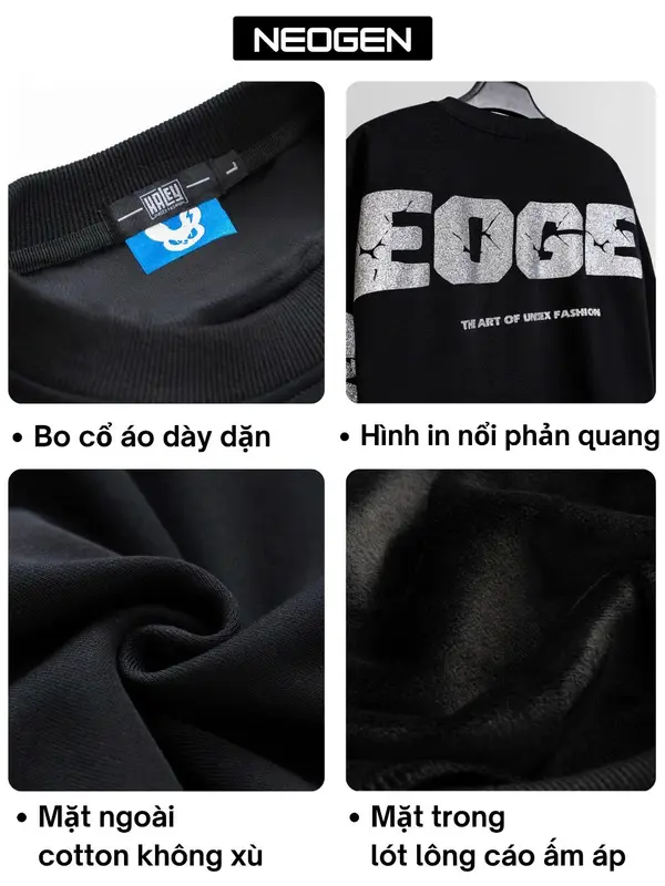Áo sweater nỉ lông cáo unisex local brand Neogen ST01 form rộng dành dài tay dành cho nam nữ phong cách cá tính 7