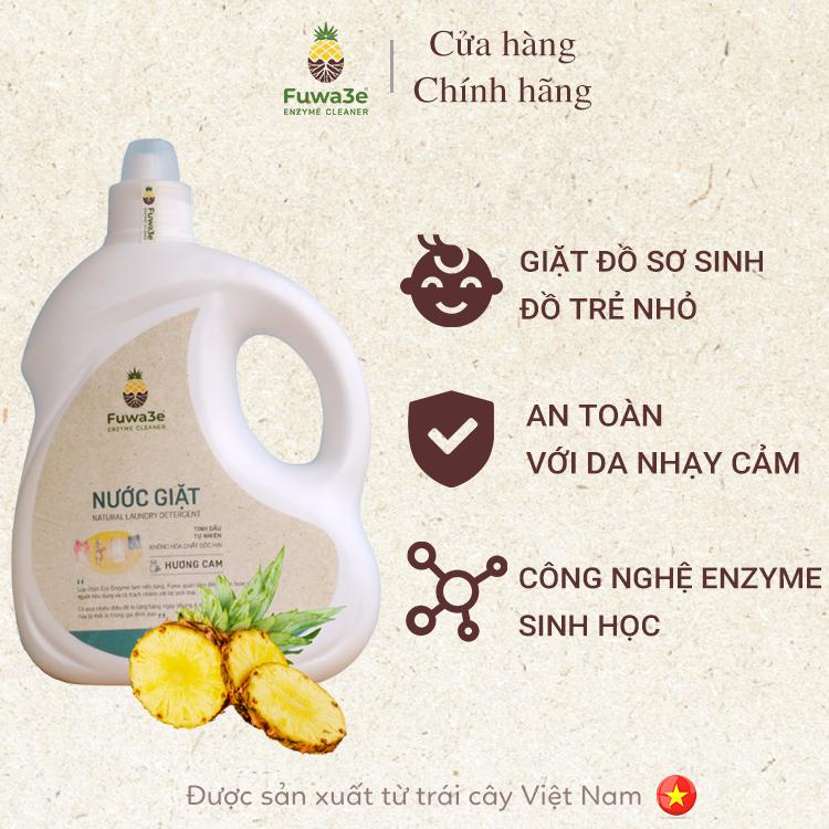Fuwa3e -  Nước giặt sinh học 3.5 lít - Dùng để giặt đồ lót, quần áo trẻ em, quần áo cho cả gia đình - An toàn với người da tay nhạy cảm #OCOP