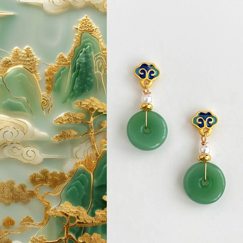 Chinese Style Safety Buckle Earrings Dignified Sense of Design New Chinese Style Ornament Literary Elegance All-Match Earrings