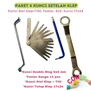 SET Paket 4pcs Kunci Stel Klep L T40 Feeler 13pcs Kunci Ring 8x9 Fuller Gauge Kunci 17x24