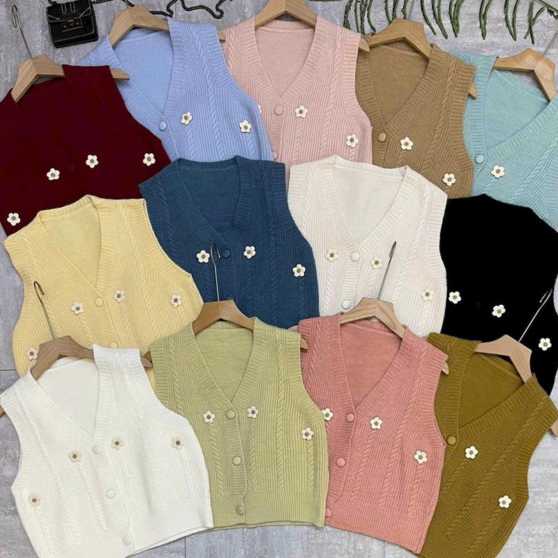  Áo Gile Len Nữ HOA NỔI Vặn Thừng Trẻ Trung Hàng QC Minxu Shop GL26K - Top Nữ - Women 