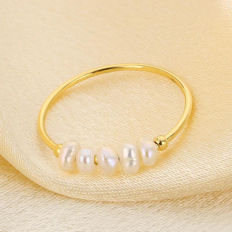 Product Introduction of Natural Freshwater Pearls Gold Color Stainless Steel Waterproof Thin Index Finger Ring for Women PVD Plated Charm Jewelry 8