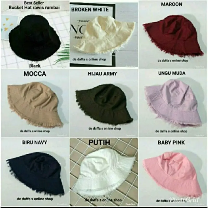 Topi rumbai wanita topi bucket rumbai rawis bucket ripped bucket kpop bucket selebgram