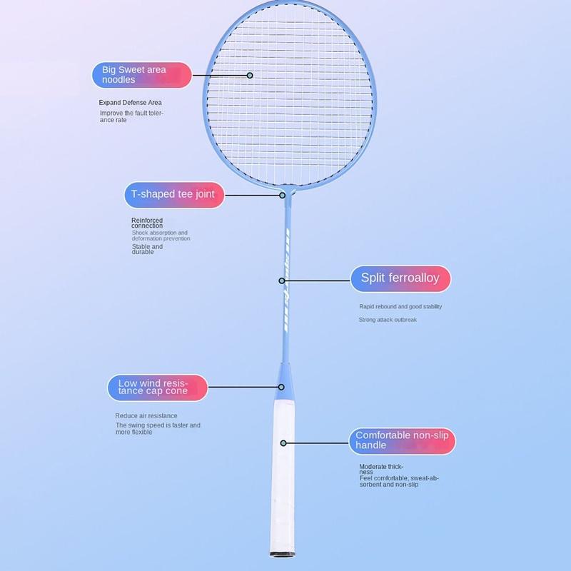 Product Introduction of Durable Soft Handle Badminton Rackets Macaron Color High Resilience Double Racquet Set Sports Equipment with 3 Shuttlecocks Badminton Set Couples 15