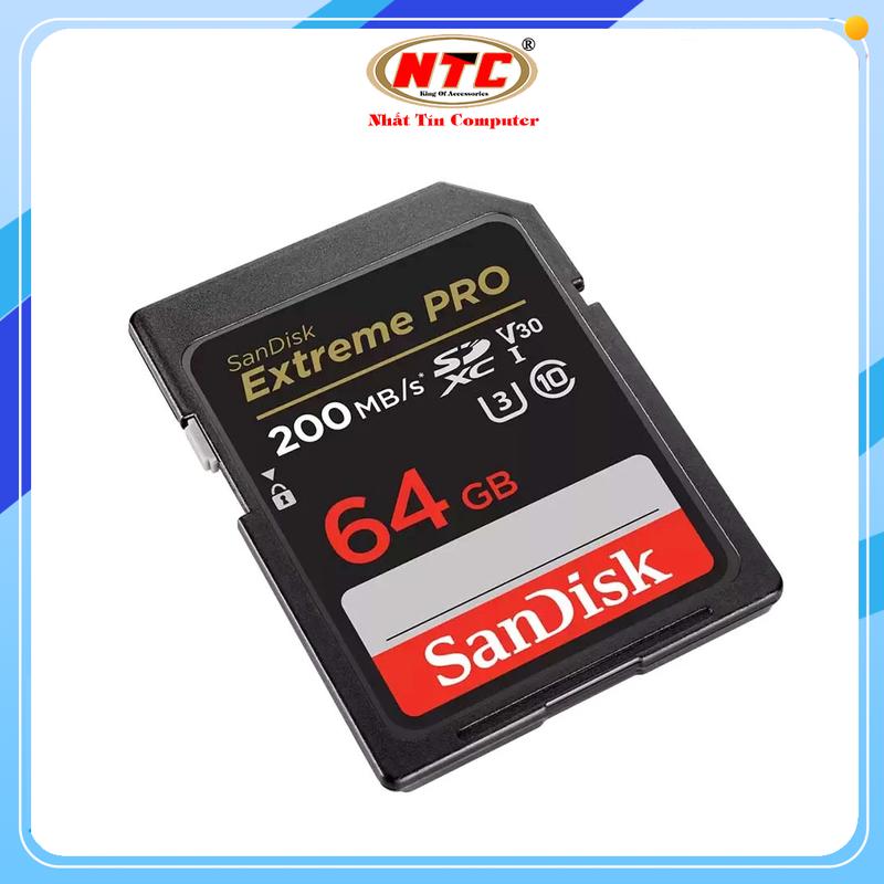 Thẻ nhớ Máy ảnh SDXC SanDisk Extreme Pro 64GB UHS-I U3 4K V30 đọc 200MB/s ghi 90MB/s (Đen) Nhất Tín Computer