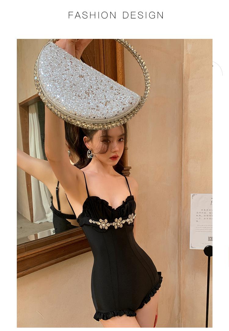 Product Introduction of Áo Ống Kim Cương Ôm Sát Phong Cách Pháp, Áo Tắm Một Mảnh Có Dây Đeo Spaghetti Đồ Bơi Nữ, Nâng Ngực Nhỏ Thích Hợp Cho Phong Cách Pháp, Áo Tắm Cô Gái Nóng Bỏng 21