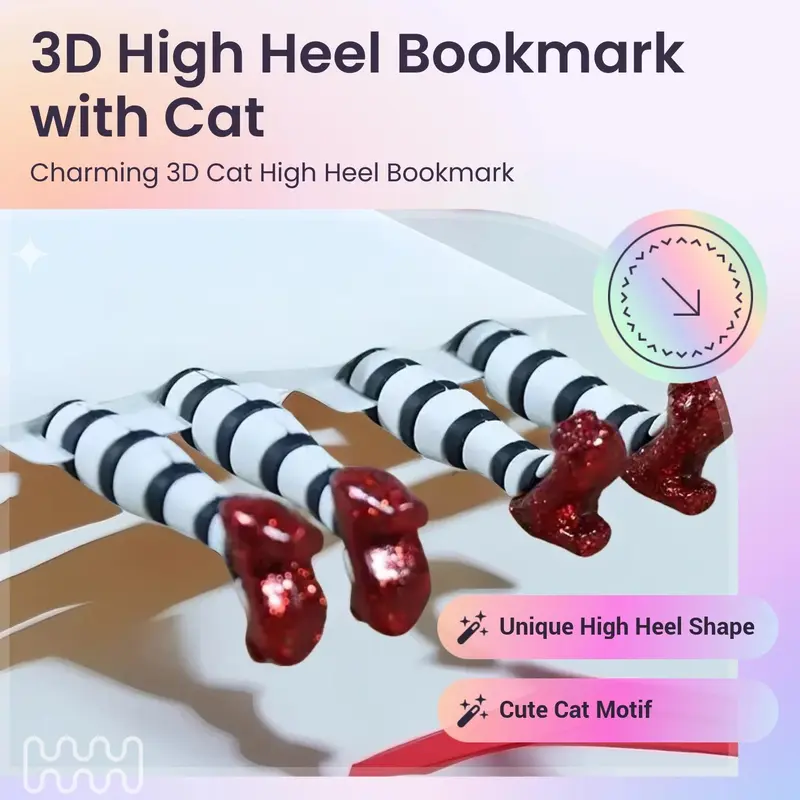3D High Heel Shaped Bookmark, 1 Count Creative Cute Index Separator, Reading Stationery Supplies for Home School Office Library, Teenage Girl Gifts 1