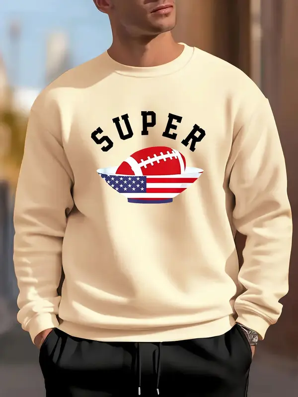 Men's Graphic Print Sweatshirt, Casual Comfy Long Sleeve Crew Neck Pullover for Fall & Winter, Men's Clothes for Daily Wear 4
