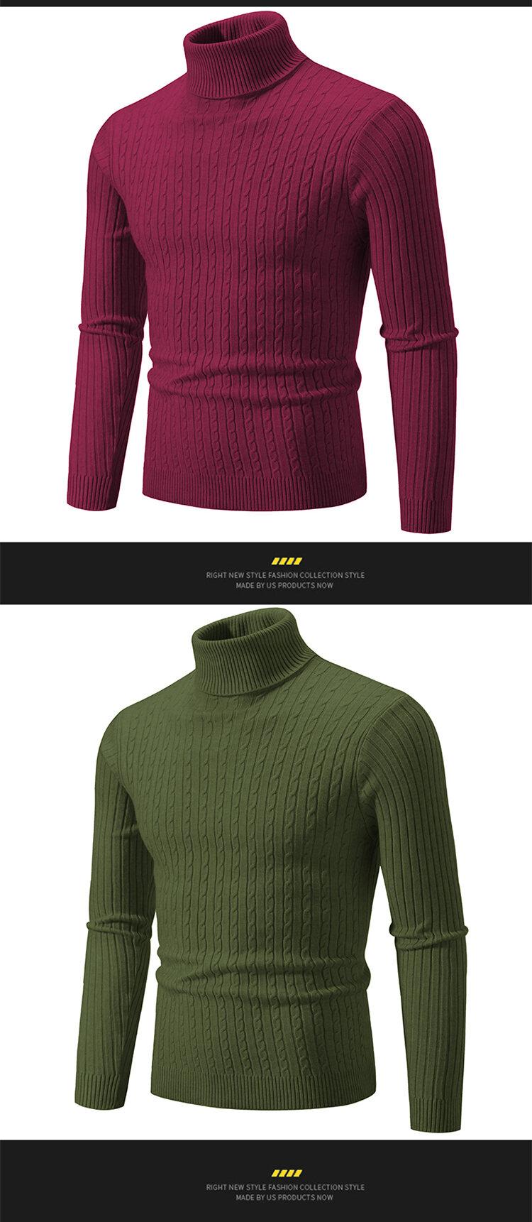 Product Introduction of Men's Turtleneck Sweater Casual Men's Knitted Sweater Warm Fitness Men Pullovers Tops Knitwear Menswear polo  shirts Collar Geometric 40