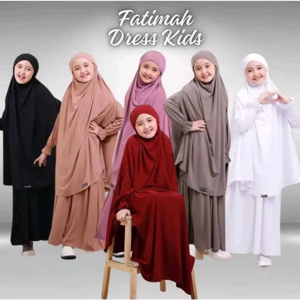 Gamis Anak Perempuan full set french khimar New Fatimah Set by kids S,M,L,XLgamis anak perempuan 4 sampai 14 tahun Baju Muslim Nyaman Syari Panjang Lembut Maroon Bayi
