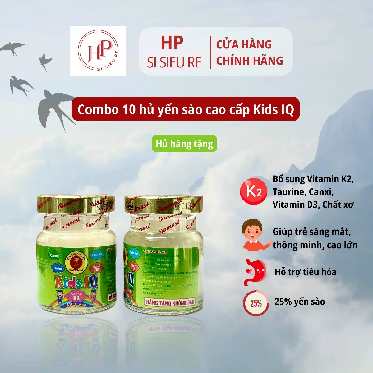 Combo 10 Lọ kid IQ 25% yến bổ dưỡng cho bé date mới, hổ trợ sức khỏe. bổ sung  Vitamin và Men Vi Sinh