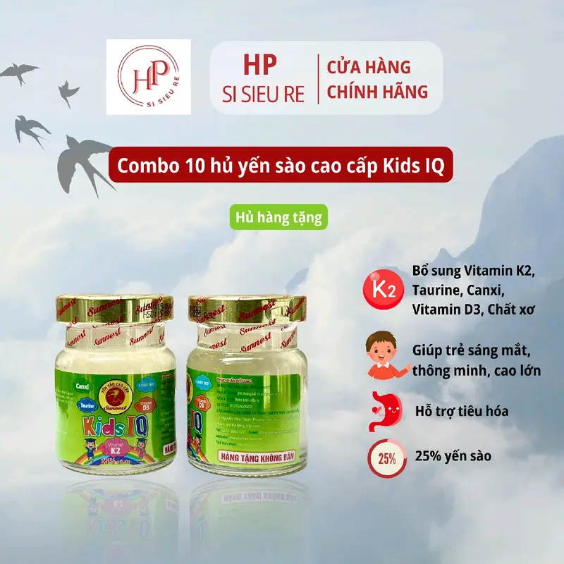 Combo 10 Lọ kid IQ 25% yến bổ dưỡng cho bé date mới, hổ trợ sức khỏe. bổ sung  Vitamin và Men Vi Sinh 0