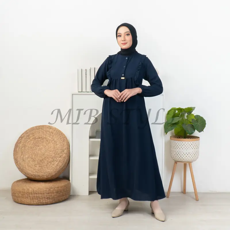 MIB Style - Alzena Dress Crinkle Airflow - Gamis Polos Busui Friendly Kancing Aktif Tali Nyaman • simpel 7