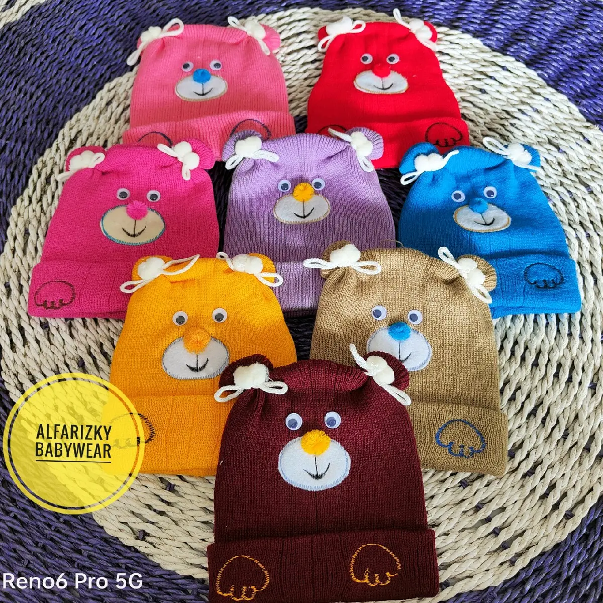 Topi kupluk bayi rajut tebal halus motif Lucu