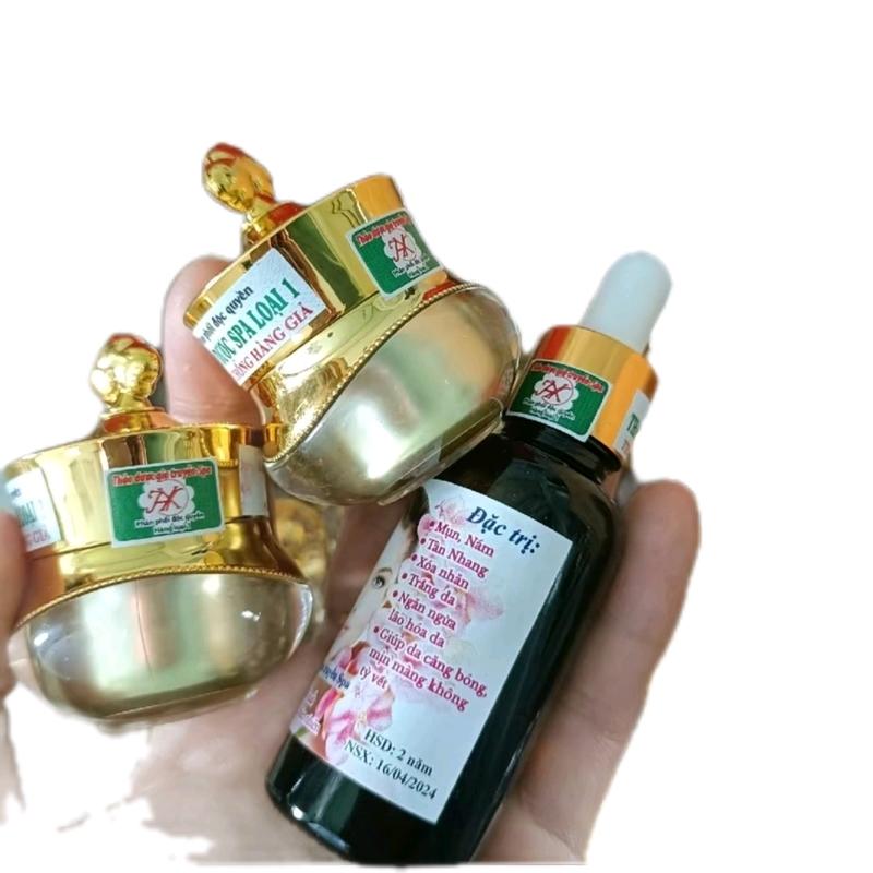 2 kem dưỡng,1 chai nước tái tạo da trị mụn thâm nám,tàn nhang kèm bông Gòn