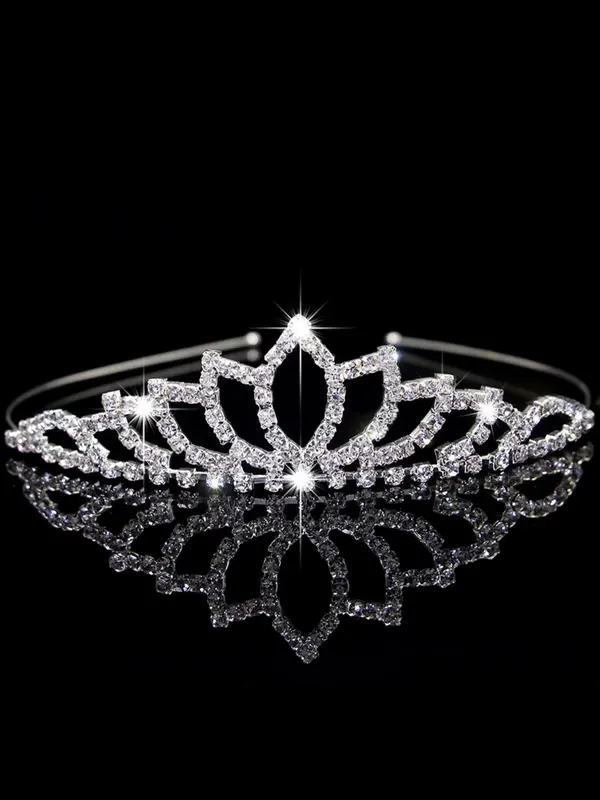 Rhinestone Crown for Wedding Bridesmaid Pageant Party Flower Girl Tiara Headdress, Elegant Temperament Crown 1