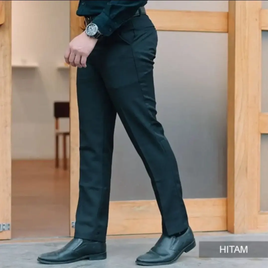 Celana panjang bahan murah Formal Pria Slimfit Kantor Hitam Kerja Fit Kain Katun Santai Casual