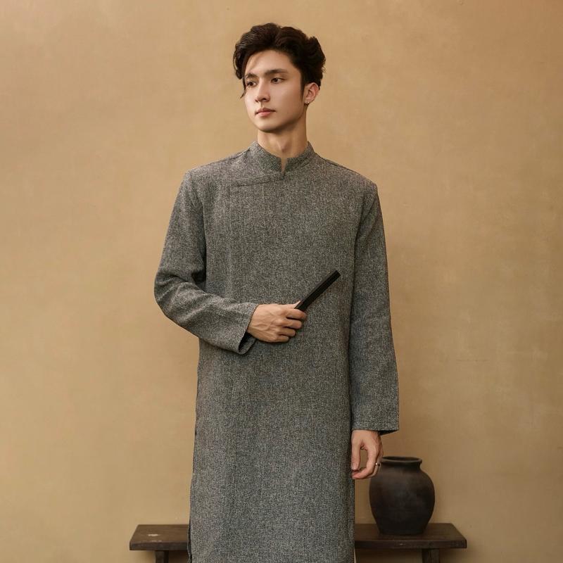 Áo dài nam Dạ Tweed có cầu vai cúc bấm ẩn có BIGSIZE 105kg KHÔNG KÈM QUẦN