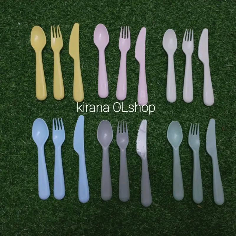 Sendok set garpu pisau plastik alat makan anak Ikea