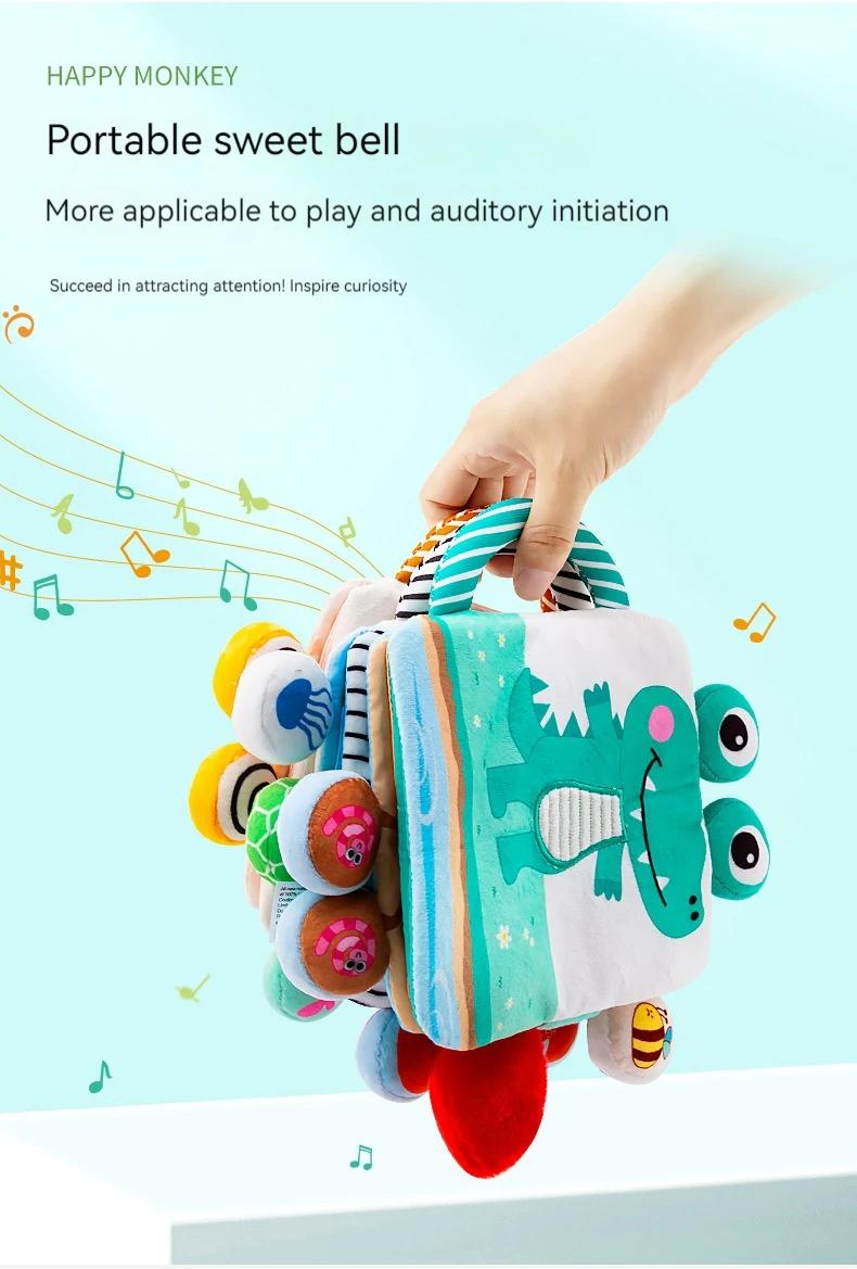 Product Introduction of Montessori Baby Books Toys Touch Feel Soft Crinkle Cloth Books for Babies Infants Educational Toys Rattle Bell Animal Cloth Book 5