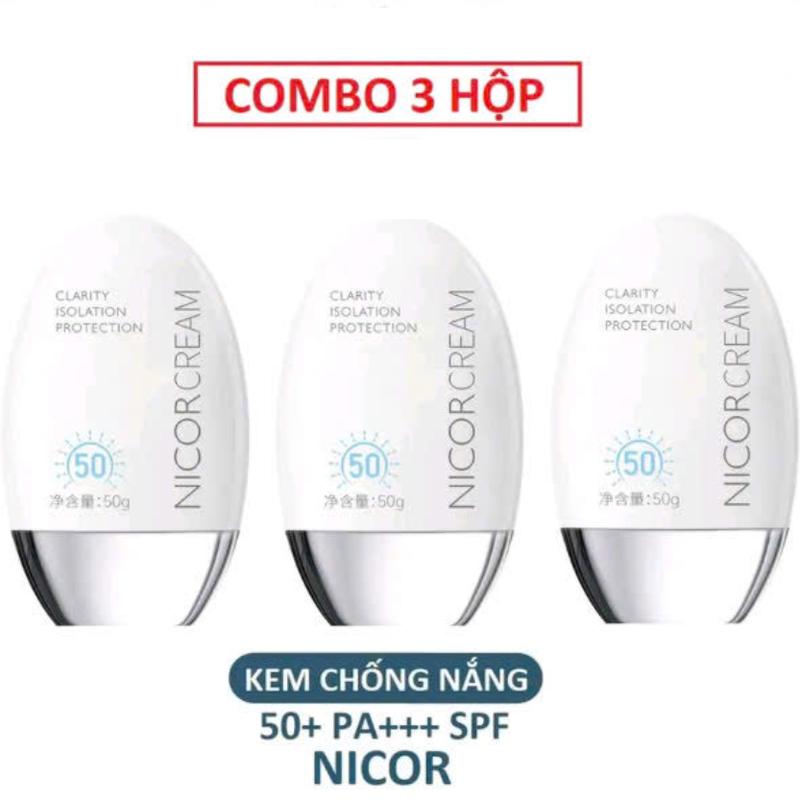 Combo 3 Hộp Kem Chống Nắng SPF50+ NICOR 50g Hộp