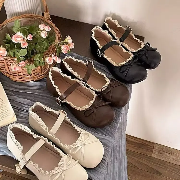 Giày Da Nữ, Thiết Kế Nơ Cổ Điển, Giày Mary Jane Pháp, Giày Nhỏ Đế Mềm, Thích Hợp Cho Mùa Lò Xo Và Mùa Thu, Hàng Mới Về Năm 2025