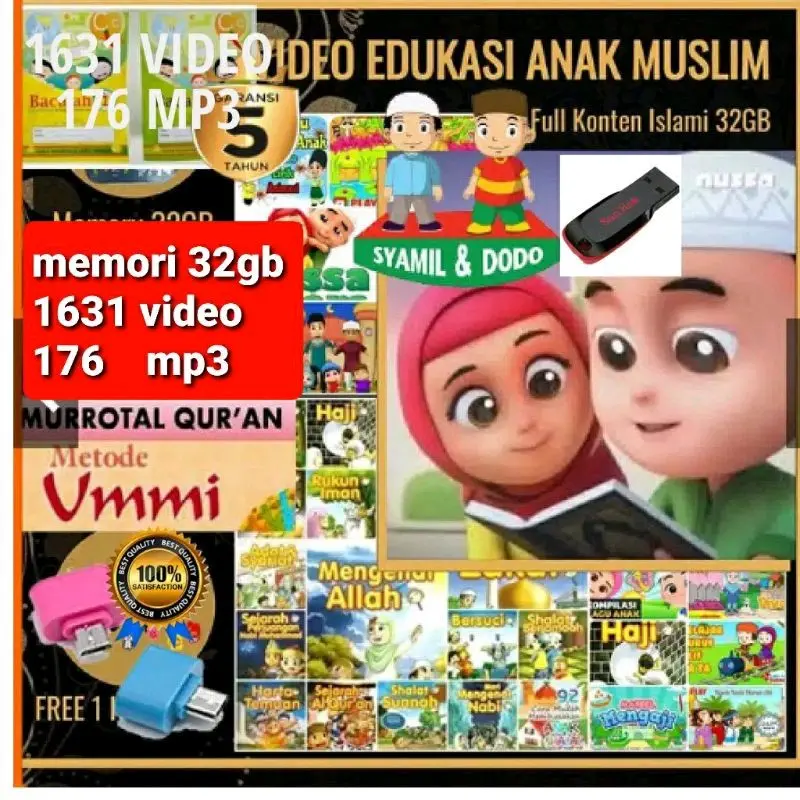 Flashdisk Edukasi Anak Muslim 32GB Video | Free OTG flash  disk Komputer Storage 0