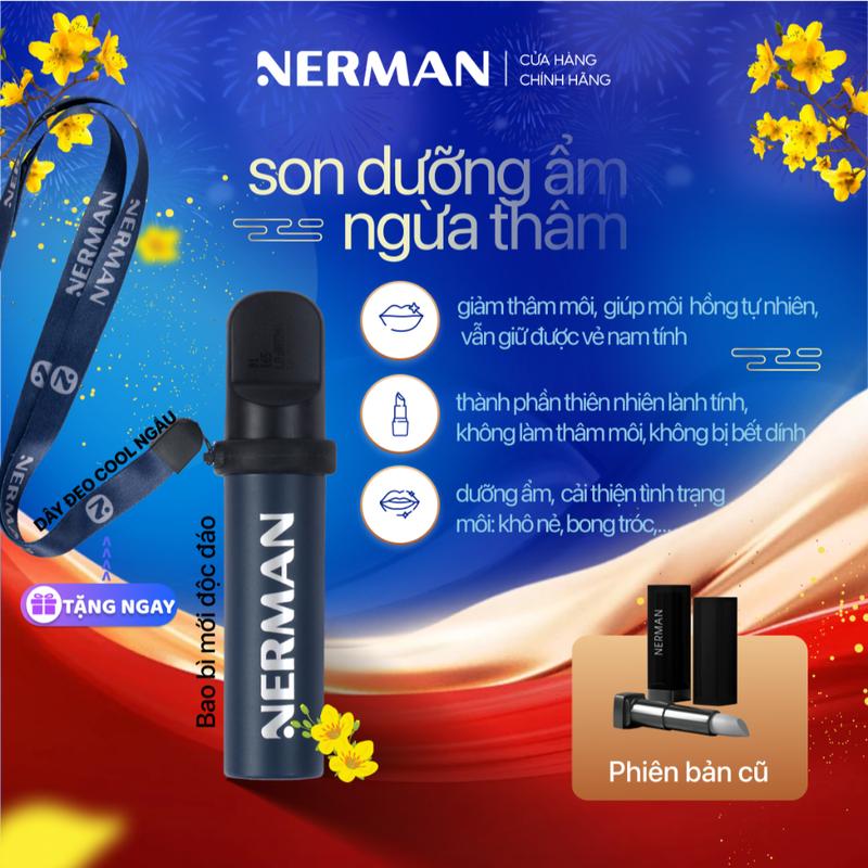 Son dưỡng cho nam Nerman dưỡng ẩm môi,nứt nẻ,không bết dính,hỗ trợ mờ thâm Men in Black 4g Skincare Massage Tẩy Trang Cacao 0