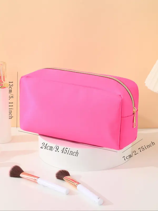 Simple Solid Color Makeup Bag, Portable Large Capacity Cosmetic Storage Bag, Zipper Makeup Organizer Pouch, Versatile Storage Bag for Travel, Gym 1