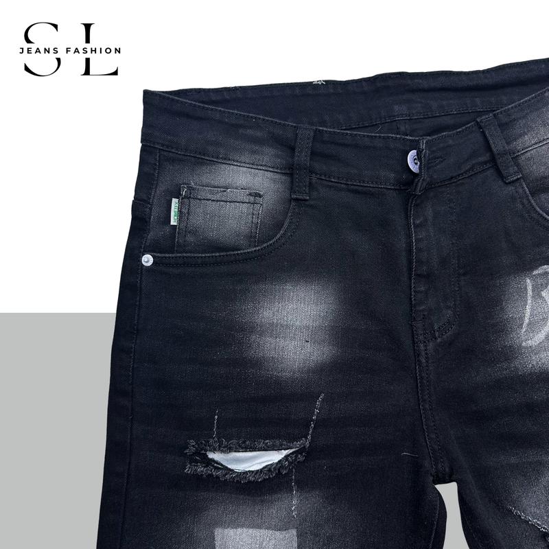 Product Introduction of "Có Bigsize(Size 28-41)"Quần Sọt Jeans Nam SL Màu Đen Phủ Khói Rách Thời Trang In Bad The Menswear Pants - Chất Vải Denim Co Giãn 4 Chiều, Đổi Size Miễn Phí, Giá Xưởng [Mã 19] 22
