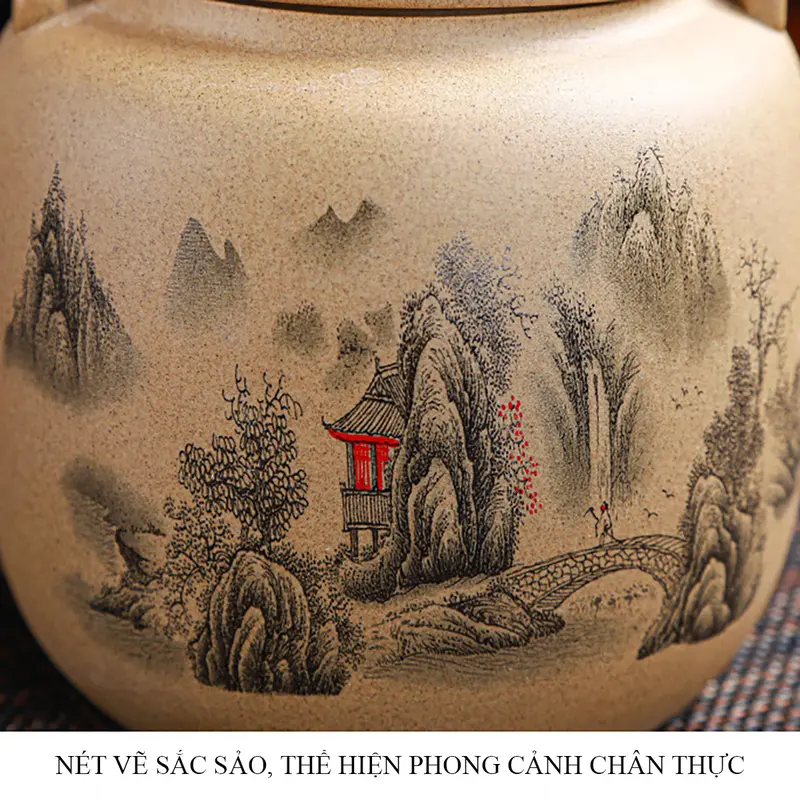 Bộ ấm chén uống trà chất liệu gốm nung thủ công, Bộ ấm tách trà họa tiết cổ điển cao cấp bộ 1 bình trà và 6 chén. Bảo hành 2 năm trên toàn quốc, đổi mới 7 ngày đầu nhận hàng. 5
