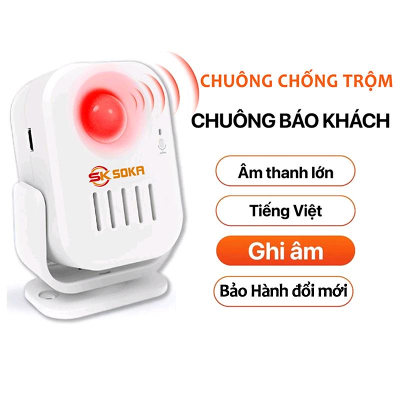 Chuông báo khách tự động chống trộm hồng ngoại không dây Soka-SK68 hỗ trợ ghi âm tiếng Việt