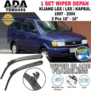 Wiper Blade Frameless Mobil Kijang Kapsul Kijang LGX Kijang LSX Kijang Krista Sepasang 2 Pcs 18" & 18" Pembersih Kaca Depan Aksesoris Mobil AdaterusGarage [Bayar Ditempat]