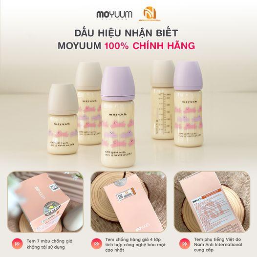 Bình sữa Moyuum Mèo Tím, Mèo Ghi hàng chính hãng có tem phụ size 170ml/270ml-minjeebaby