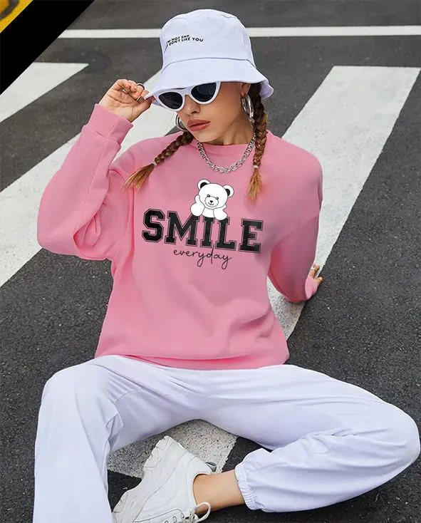Kaos Wanita Lengan Panjang  / Atasan Cewek Panjang Babyterry Smile Sweatshirt